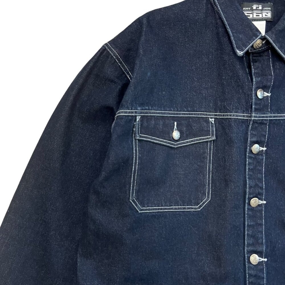Vintage Fat Joe FJ560 Dark Denim Jacket 3XL Big Tall Hip Hop 90s Streetwear - Picture 4 of 15
